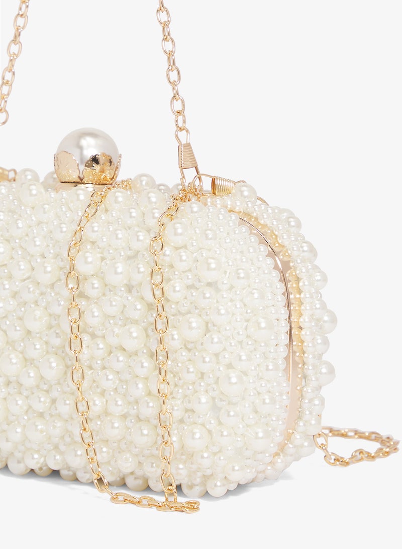 خزانة حقيبة يد مزينة باللؤلؤ بلمسة ذهبية - Image 3